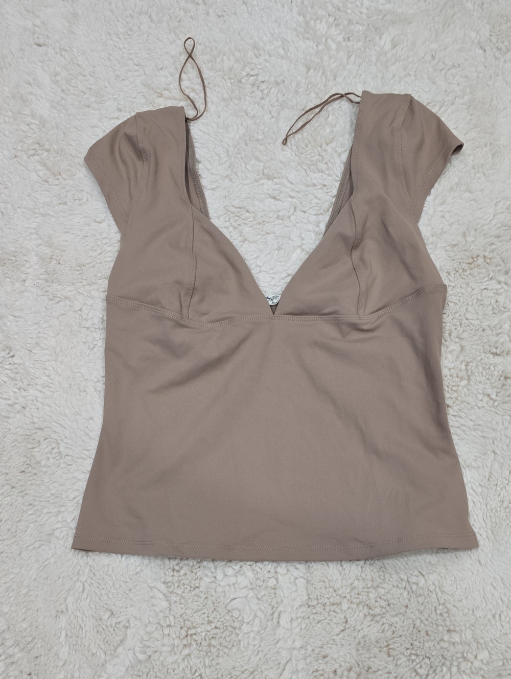 Free People Taupe V-Neck Cap Sleeve Camisole